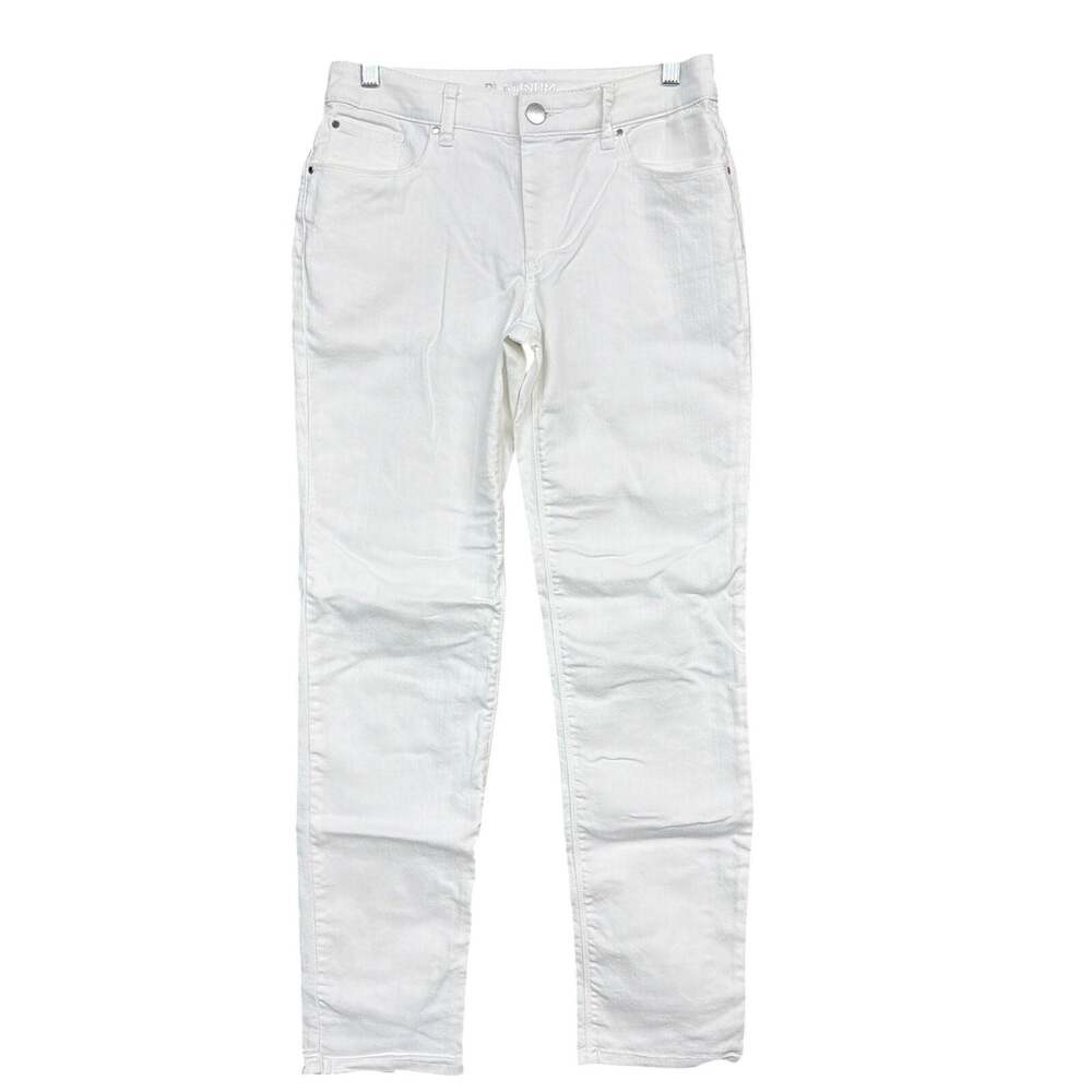Chicos Platinum Womens Jeans Off White Mid Rise Straight Ankle Stretch 00